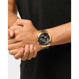 Guess Atlas Chronograph Black Dial Gold Steel Strap Watch for Men - W0668G8 Buy Now By Guess