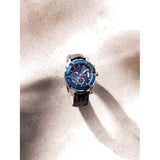 Guess Pinnacle Chronograph Quartz Blue Dial Black Leather Strap Watch For Men - W0673G4 Buy Now By Guess