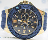 Guess Force Blue & Rose Gold Dial Blue Silicone Strap Watch For Men - W0674G2 Buy Now By Guess