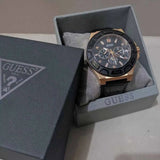 Guess Force Analog Black Dial Black Leather Strap Watch For Men - W0674G6 Buy Now By Guess