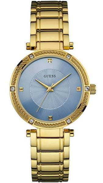 Guess Park Avenue Blue Dial Gold Steel Strap Watch For Women - W0695L2 Buy Now By Guess