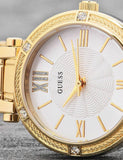 Guess Park Ave South Analog White Dial Gold Steel Strap Watch For Women - W0767L2 Buy Now By Guess