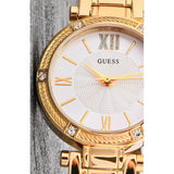 Guess Park Ave South Analog White Dial Gold Steel Strap Watch For Women - W0767L2 Buy Now By Guess