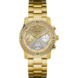 Guess Confetti Diamonds Silver Dial Gold Steel Strap Watch for Women - W0774L5 Buy Now By Guess