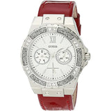 Guess Limelight Quartz Diamonds White Dial Red Leather Strap Watch For Women - W0775L11 Buy Now By Guess