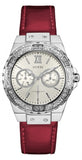 Guess Limelight Quartz Diamonds White Dial Red Leather Strap Watch For Women - W0775L11 Buy Now By Guess