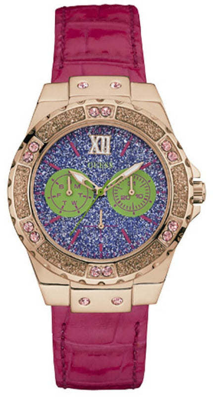 Guess Limelight Quartz Multicolor Dial Red Leather Strap Watch For Women - W0775L4 Buy Now By Guess