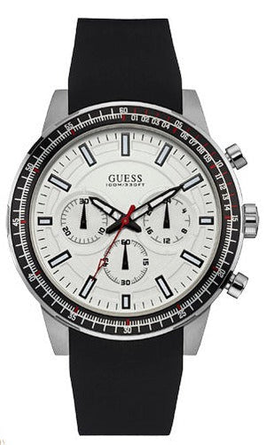 Guess Fuel Multifunction White Dial Black Rubber Strap Watch for Men - W0802G1 Buy Now By Guess