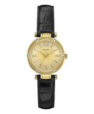 Guess Park Avenue Quartz Gold Dial Black Leather Strap Watch For Women - W0838L1 Buy Now By Guess