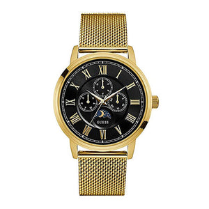 Guess Delancy Black Dial Gold Mesh Bracelet Watch for Men - W0871G2 Buy Now By Guess