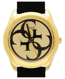 Guess G Twist Gold Dial Black Leather Strap Watch for Women - W0911L3 Buy Now By Guess