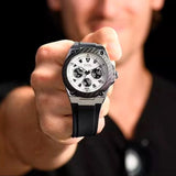 Guess Legacy White Dial Black Rubber Strap Watch For Men - W1049G3 Buy Now By Guess