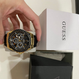 Guess Legacy Black Dial Black Rubber Strap Watch for Men - W1049G5 Buy Now By Guess