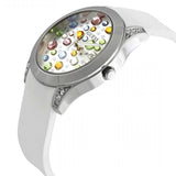 Guess Wanderlust Crystals Silver Dial White Rubber Strap Watch For Women - W1059L3 Buy Now By Guess