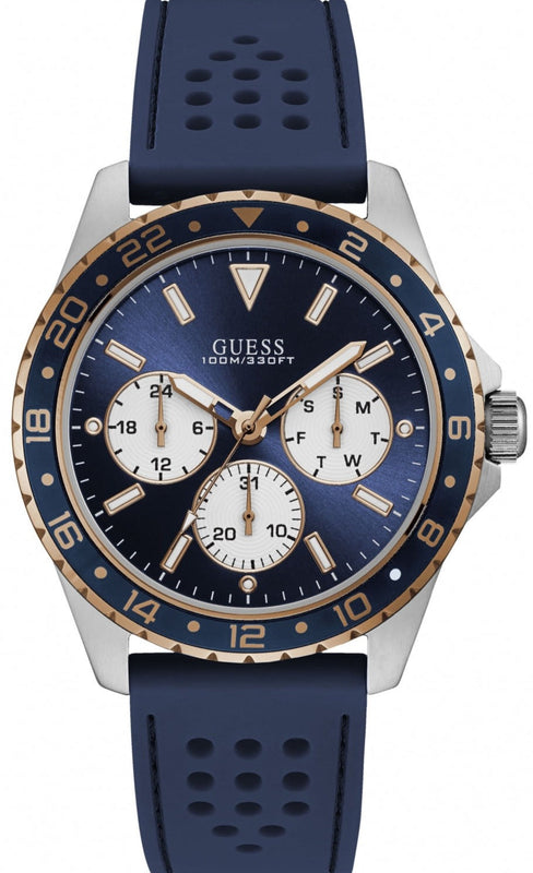 Guess Odyssey Multifunction Blue Dial Blue Rubber Strap Watch For Men - W1108G4 Buy Now By Guess