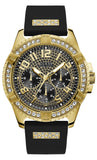 Guess Frontier Crystals Black Dial Black Silicone Strap Watch For Men - W1132G1 Buy Now By Guess