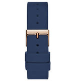 Guess Solar White Rose Gold Dial Blue Rubber Strap Watch For Women - W1135L3 Buy Now By Guess