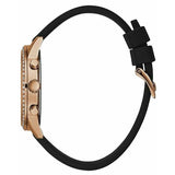 Guess Solar 40mm Black & Rose Gold Dial Black Rubber Strap Watch For Women - W1135L4 Buy Now By Guess
