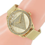 Guess Tri Glitz Quartz Diamonds Gold Dial Gold Mesh Bracelet Watch For Women - W1142L2 Buy Now By Guess
