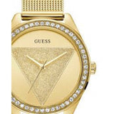 Guess Tri Glitz Quartz Diamonds Gold Dial Gold Mesh Bracelet Watch For Women - W1142L2 Buy Now By Guess