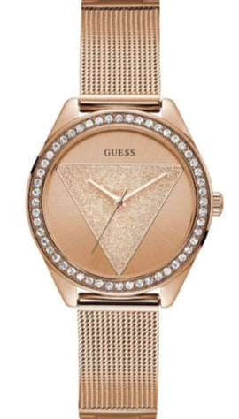 Guess Tri Glitz Quartz Diamonds Rose Gold Dial Rose Gold Mesh Bracelet Watch For Women - W1142L4 Buy Now By Guess