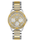 Guess Frontier Chronograph Crystals Gold Dial Two Tone Steel Strap Watch For Women - W1156L5 Buy Now By Guess