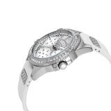 Guess Frontier Diamonds Silver Dial White Rubber Strap Watch For Women - W1160L4 Buy Now By Guess