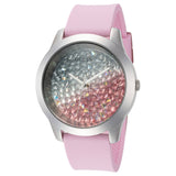 Guess Crush Crystals Silver Dial Pink Rubber Strap Watch for Women - W1223L1 Buy Now By Guess