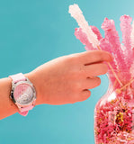 Guess Crush Crystals Silver Dial Pink Rubber Strap Watch for Women - W1223L1 Buy Now By Guess