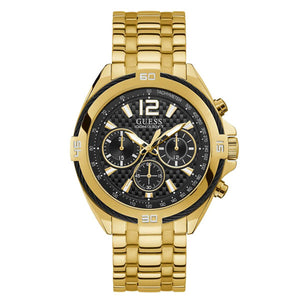 Guess Surge Chronograph Black Dial Gold Steel Strap Watch for Men - W1258G2 Buy Now By Guess