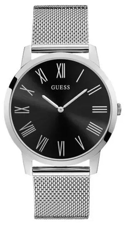 Guess Analog Black Dial Silver Mesh Bracelet Watch for Men - W1263G1 Buy Now By Guess