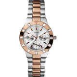 Guess Glisten Chronograph Analog Silver Dial Two Tone Steel Strap Watch For Women - W14551L1 Buy Now By Guess