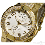 Guess Mini Prism Diamonds White Dial Gold Steel Strap Watch for Women - W15072L1 Buy Now By Guess