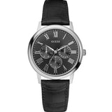 Guess Wafer Analog Black Dial Black Leather Strap Watch For Men - W70016G1 Buy Now By Guess
