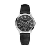 Guess Wafer Analog Black Dial Black Leather Strap Watch For Men - W70016G1 Buy Now By Guess
