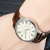 Guess Wafer Quartz White Dial Brown Leather Strap Watch For Men - W70016G2 Buy Now By Guess