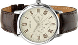 Guess Wafer Quartz White Dial Brown Leather Strap Watch For Men - W70016G2 Buy Now By Guess