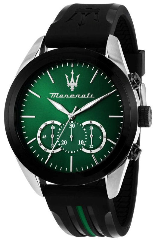 Maserati Traguardo Chronograph Green Dial Black Silicone Strap Watch For Men - R8871612043 Buy Now By Maserati