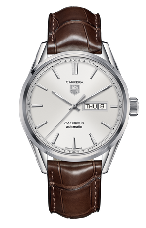 Tag Heuer Carrera Calibre 5 Automatic White Dial Brown Leather Strap Watch for Men - WAR201B.FC6291 Buy Now By Tag Heuer