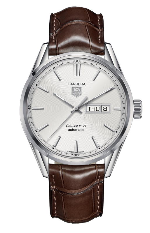 Tag Heuer Carrera Calibre 5 Automatic White Dial Brown Leather Strap Watch for Men - WAR201B.FC6291 Buy Now By Tag Heuer