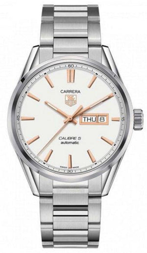 Tag Heuer Carrera Calibre 5 White Dial Silver Steel Strap Watch for Men - WAR201D.BA0723 Buy Now By Tag Heuer