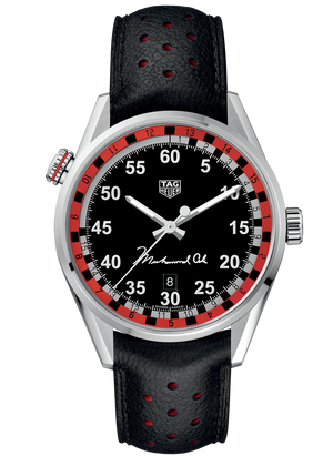 Tag Heuer Carrera Muhammad Ali Calibre 5 Black Dial Black Leather Strap Watch for Men - WAR2A11.FC6337 Buy Now By Tag Heuer