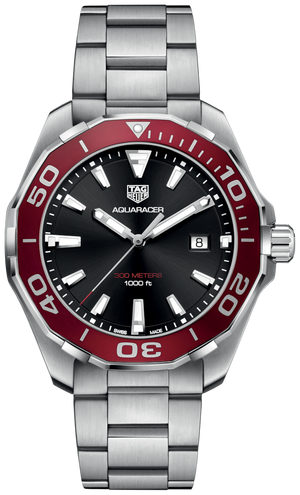 Tag Heuer Aquaracer Black Dial Silver Steel Strap Watch for Men - WAY101B.BA0746 Buy Now By Tag Heuer