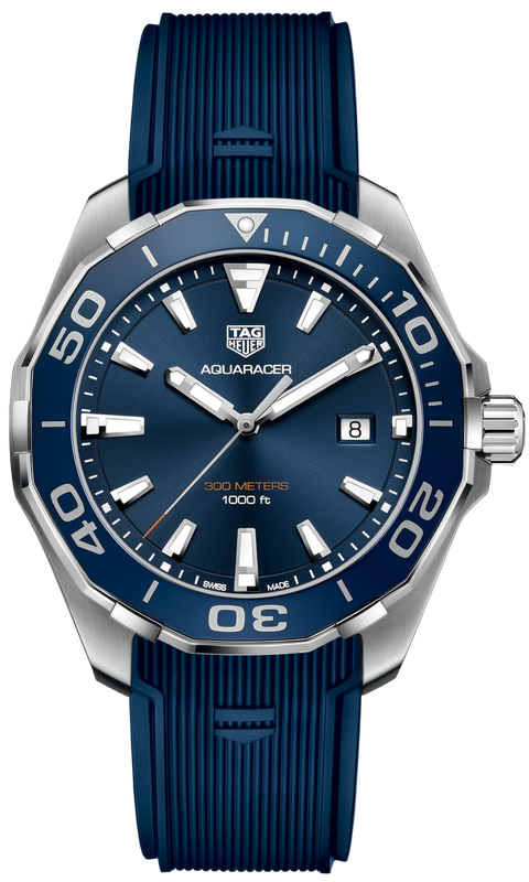 Tag Heuer Aquaracer Quartz Blue Dial Blue Rubber Strap Watch for Men - WAY101C.FT6153 Buy Now By Tag Heuer