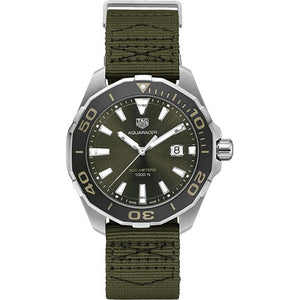 Tag Heuer Aquaracer Black Dial Khakhi Green NATO Strap Watch for Men - WAY101E.FC8222 Buy Now By Tag Heuer