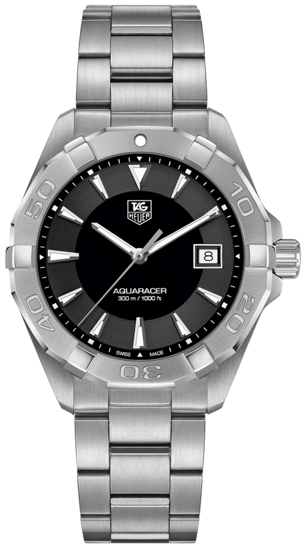 Tag Heuer Aquaracer Quartz Black Dial Silver Steel Strap Watch for Men - WAY1110.BA0928 Buy Now By Tag Heuer