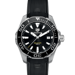 Tag Heuer Aquaracer Black Dial Black Rubber Strap Watch for Men - WAY111A.FT6151 Buy Now By Tag Heuer