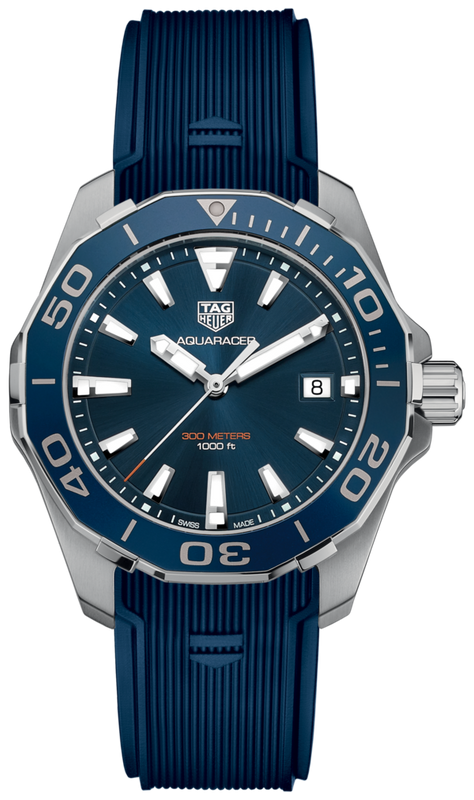 Tag Heuer Aquaracer Blue Dial Blue Rubber Strap Watch for Men - WAY111C.FT6155 Buy Now By Tag Heuer