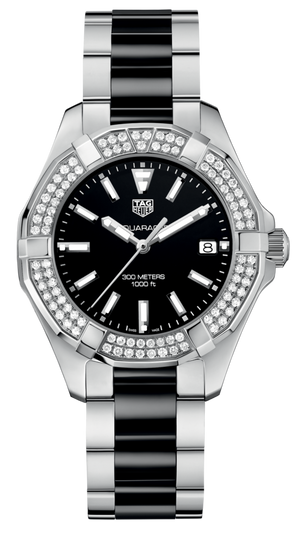 Tag Heuer Aquaracer Quartz Diamonds Black Dial Two Tone Steel Strap Watch for Men - WAY131E.BA0913 Buy Now By Tag Heuer