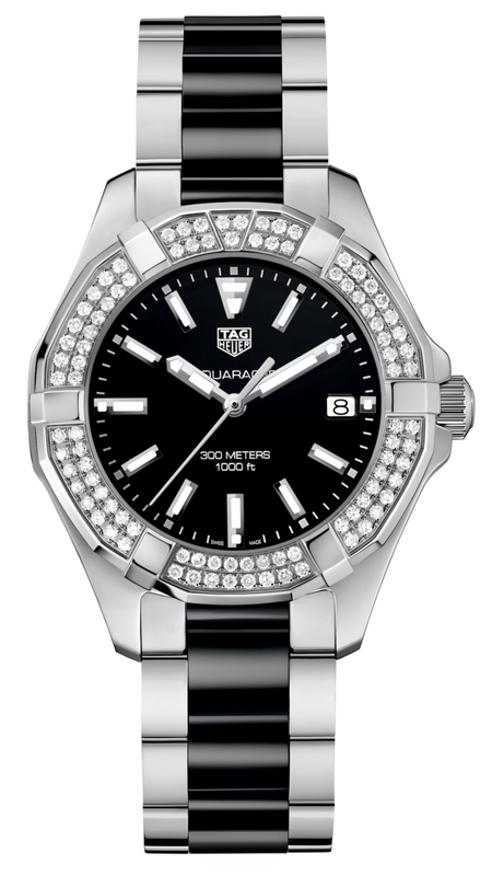 Tag Heuer Aquaracer Quartz Diamonds Black Dial Two Tone Steel Strap Watch for Men - WAY131E.BA0913 Buy Now By Tag Heuer